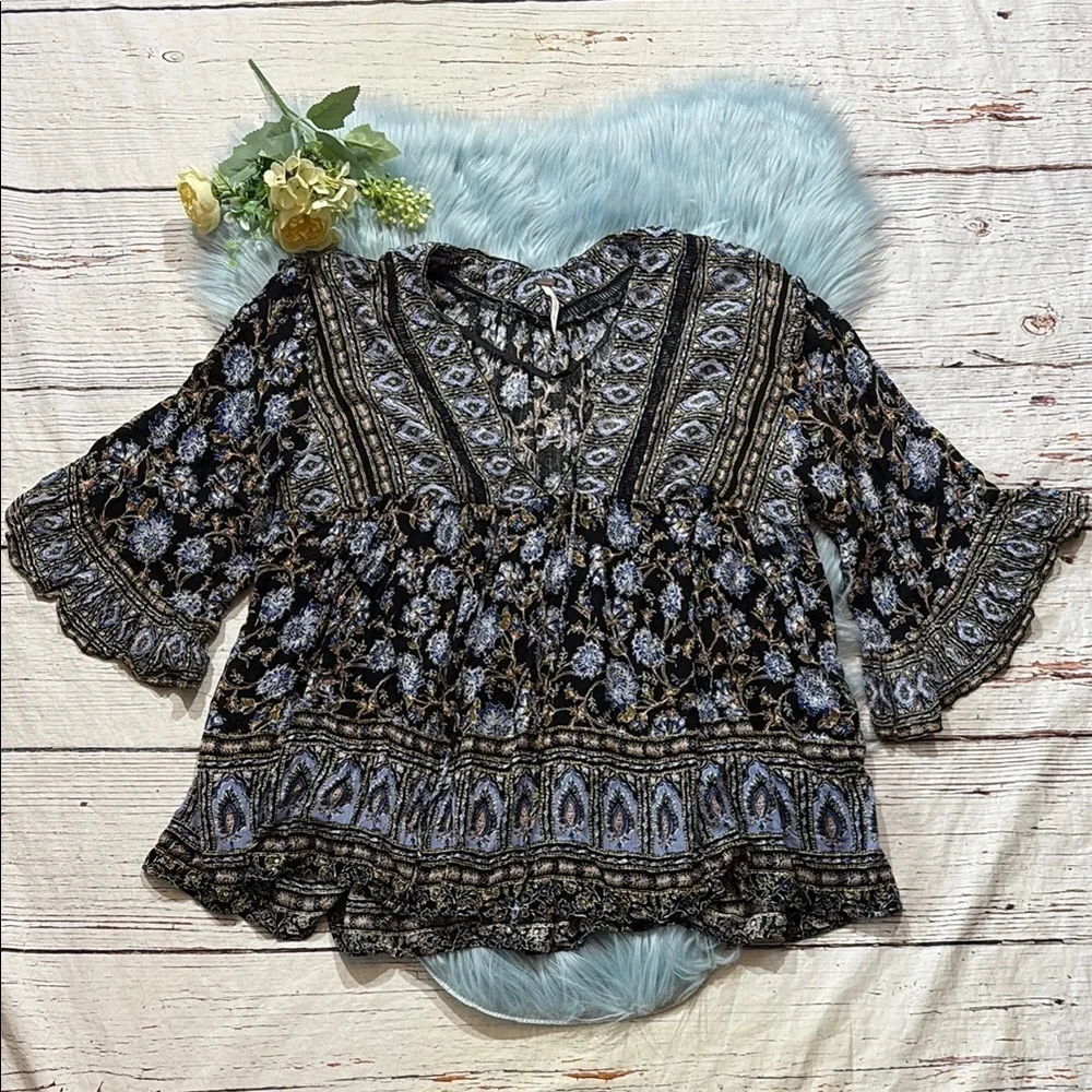 Free People Moonlight Dance 3/4 Sleeve Tunic Top sz S